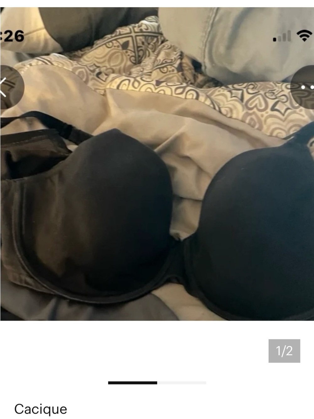 A lot of 2 Cacique Black T-Shirt Bras 1 Breezies T-Shirt Bra - Picture 3 of 5